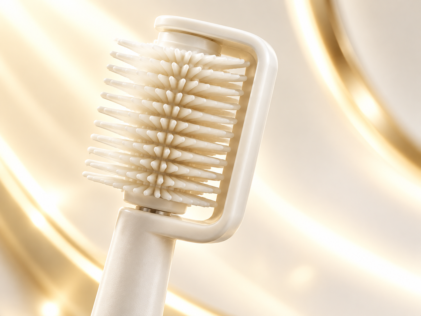 Gros plan sur la tête en silicone souple de la brosse à dents électrique Sourae